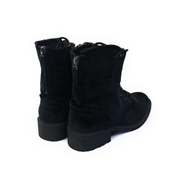 Circus By Sam Edelman Dawson 2 Velvet Biker Combat Boots in Black Size 6 - Picture 3 of 8